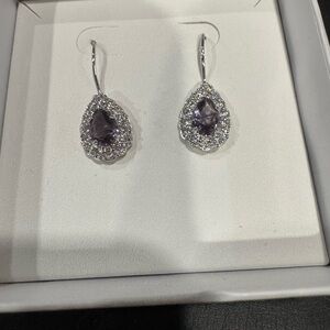 Elegant Silver and Purple Teardrop Earrings